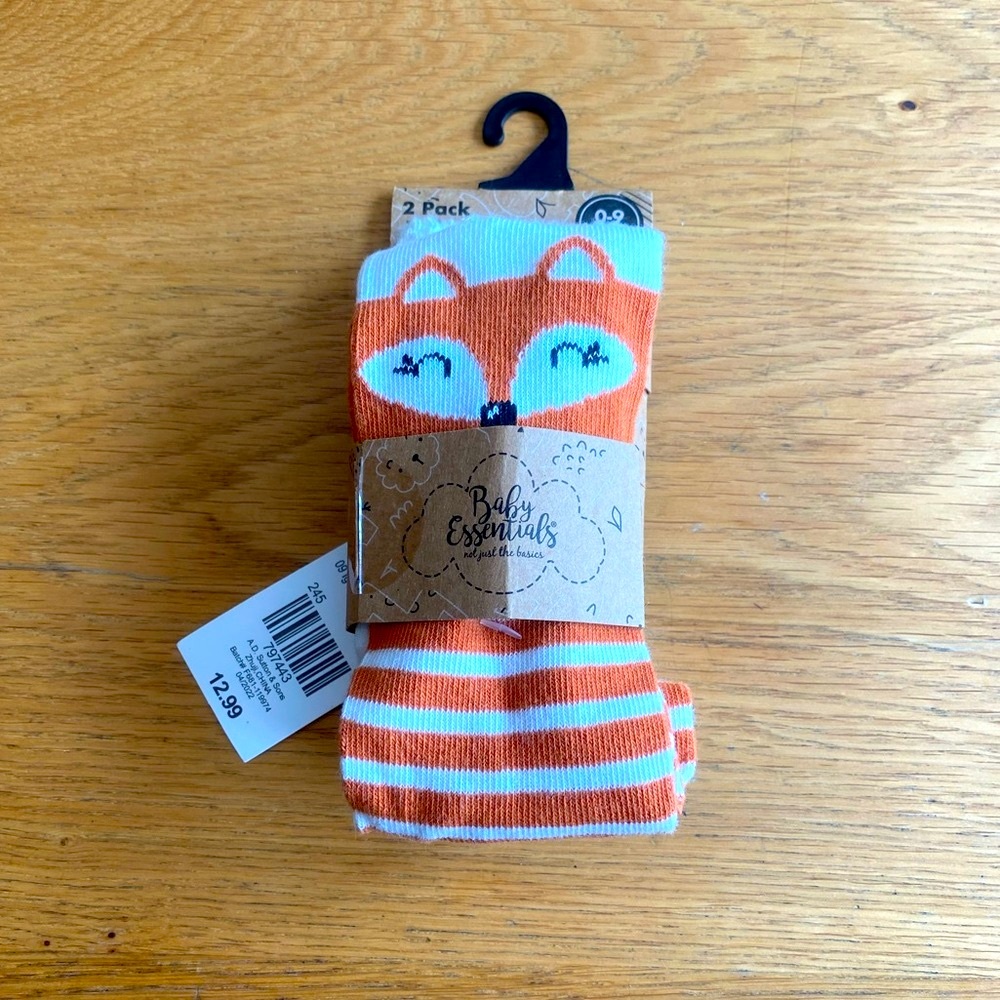 NWT Baby Girl Fox and Ribbed Tights 0-9 months